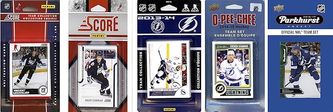 C&I Collectables NHL Tampa Bay Lightning Men's 5 Different Licensed Trading Card Team Sets White