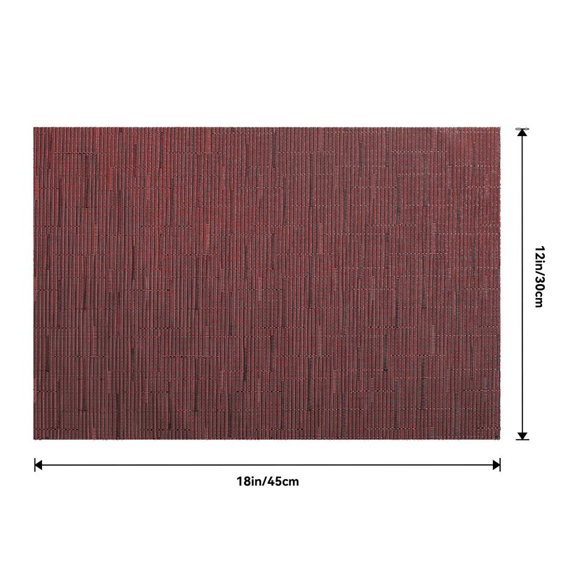 Leetaltree Burgundy Placemats Set of 6 - Heat Resistant Non-Slip Place mats for Dining Table, Washable Durable PVC Vinyl Woven Table Mats(Burgundy, 6)