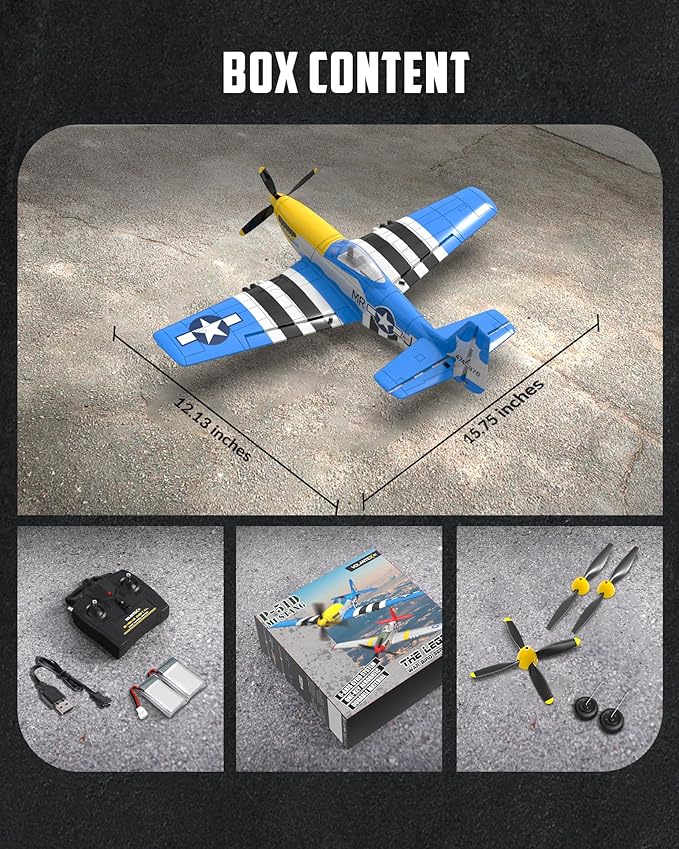 VOLANTEXRC RC Plane 4 Channel P51D Mustang Remote Control Airplane Fighter RTF with 6-Axis Gyro 3 Modes Easy to Fly 2.4GHz Radio Controlled Aircraft for Beginners & Adults (Blue)