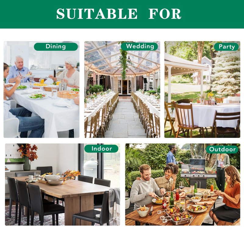Biscaynebay Textured Fabric Christmas Rectangle Table Cloth 52x70 Inches, Hunter Green Water Resistant Spill Proof Tablecloths for Dining, Kitchen, Wedding and Parties, etc. Machine Washable