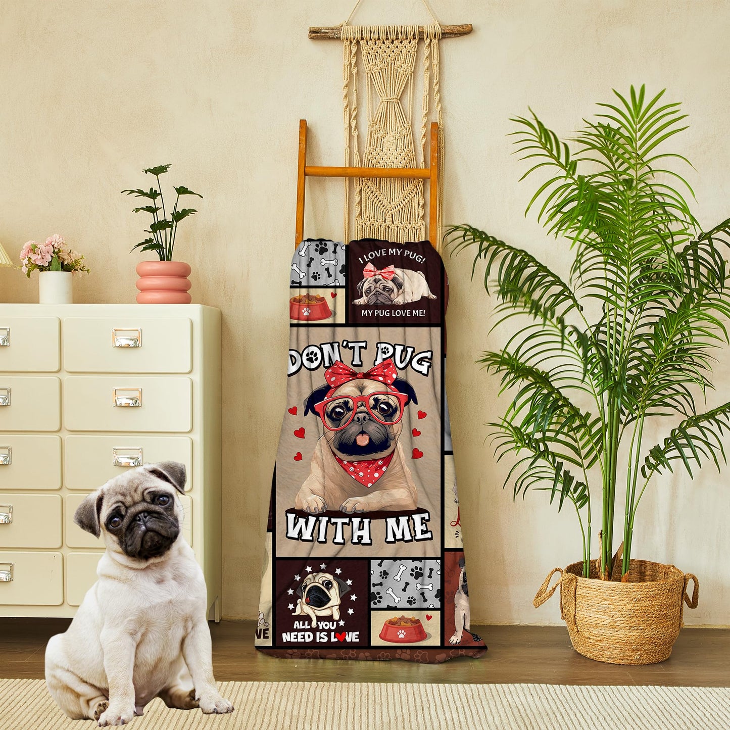 CIUGOIG Pug Gifts for Pug Lovers Blanket 50"x60"- Pugs Themed Gifts for Women/Owners Stuff - Birthday Ideas for Pugs Dog Throw Blanket for Kids & Adults