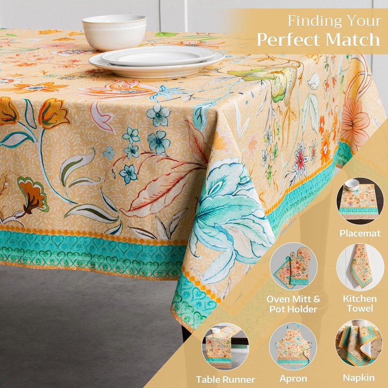 Maison d' Hermine Table Cloth Rectangle Table 100% Cotton 60 x 120 Inches Tablecloth Reusable Decorative for Dining Kitchen Farmhouse Home Gifts for Mothers Day Spring Summer - Luxury Loft - Peach