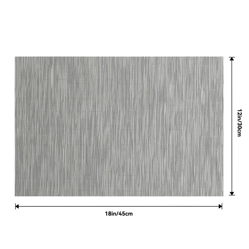 Leetaltree Silver Placemats Set of 4 - Heat Resistant Non-Slip Place mats for Dining Table, Washable Durable PVC Vinyl Woven Table Mats(Silver, 4)