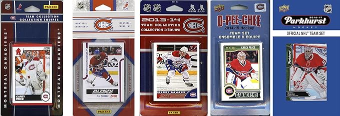C&I Collectables NHL Montreal Canadiens Men's 5 Different Licensed Trading Card Team Sets White