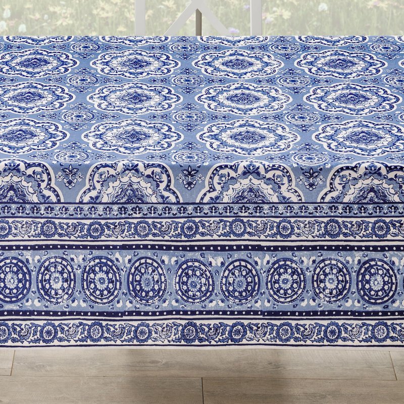 Maison d' Hermine Table Cloth Rectangle Table 100% Cotton 70 x 108 Inches Tablecloth Reusable Decorative for Dining Kitchen Room Farmhouse Home Gifts for Mothers Day Spring Summer - Melodie Bleue