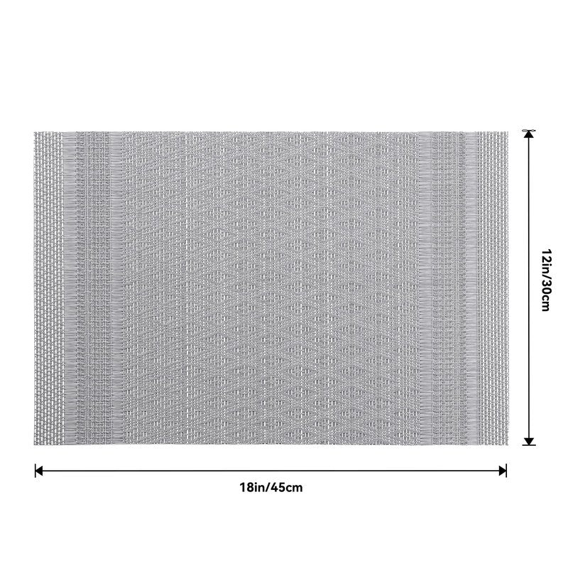 Leetaltree Lunar Grey Placemats Set of 12 - Heat Resistant Non-Slip Place mats for Dining Table, Washable Durable PVC Vinyl Woven Table Mats(Lunar Grey, 12)