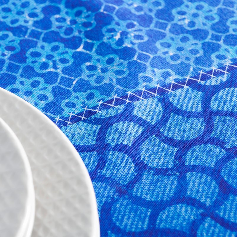 Maison d' Hermine Table Cloth Rectangle Table 100% Cotton 70 x 120 Inches Tablecloth Reusable Decorative for Dining Kitchen Room Farmhouse Home Gifts for Mothers Day Spring Summer - Indigo Love