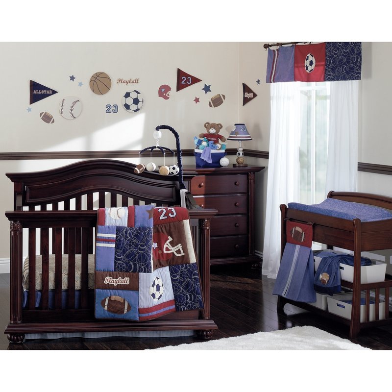 NoJo Play Ball 3-Piece Wood Wall Art, Navy/Red/Indigo/Ivory/Brown