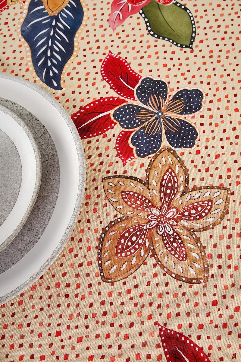 Maison d' Hermine Table Cloth Round Table 100% Cotton 69 Inches Fall Tablecloth Reusable Everyday Use for Thanksgiving Christmas Decorations Dining Farmhouse Party (Kalahari)