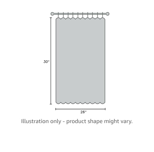 ALIGOGO Lace Cafe Curtains 30 inch Length - Privacy Mini Curtain for Bathroom Window Front Door, Elegant Short Half Scalloped Cabinet Curtains for Small Windows 2 Panels, 26" x 30" White