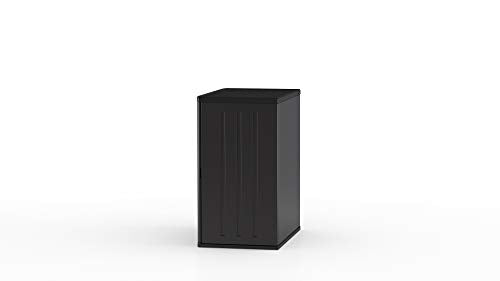 Suncast Commercial Heavy-Duty 9 Cubic Ft. Resin Storage Cabinet with Lockable Handles, Adjustable Metal-Reinforced Shelves for Garage or Workspace, Black, Made in The USA