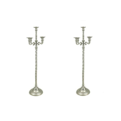 Metal Candelabra for Home Decor, 5-Candle Candle Holders, Gold Candlestick Holders, Tall Candelabras Use in Restaurant, Party and Wedding(Silver,Small)
