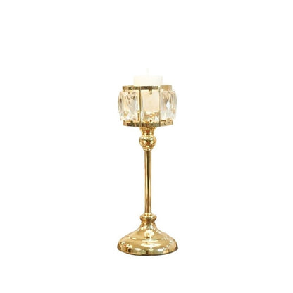 Candle Sconces Simple Iron Glass Candlestick Modern Table Decoration Ornaments Candle Holder Gift Candle Stand/Display Candelabra(Gold,Medium)
