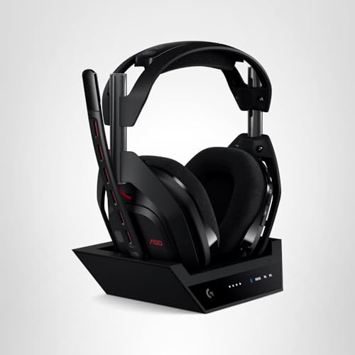 Logitech G Astro A50 Multi-Platform Wireless Gaming Headset + Base Station for PS5/Xbox/PC: PLAYSYNC Audio Switcher, <16bit/48kHz (Console), <24bit/48kHz (PC), 24hr Battery, 2.4GHz & BT - Black