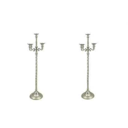 Metal Candelabra for Home Decor, 5-Candle Candle Holders, Gold Candlestick Holders, Tall Candelabras Use in Restaurant, Party and Wedding(Silver,Medium)