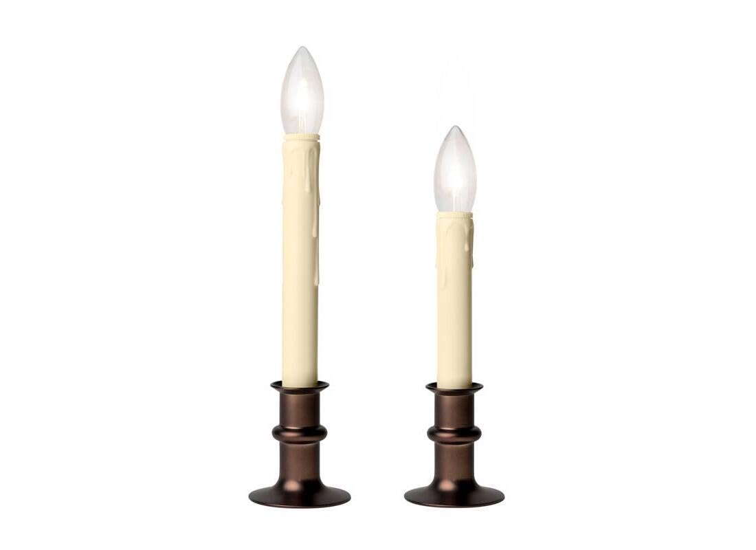 Battery Operated LED Window Candles with Streetside Brightness Dual LED Bulb with Daily Timer and Adjustable Height (Bronze)
