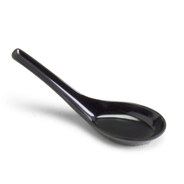 JapanBargain 3192x4, Black Soup Spoons Chinese Japanese Asian Spoons Wonton Miso Ramen Noodle Soup Spoons, Set of 4