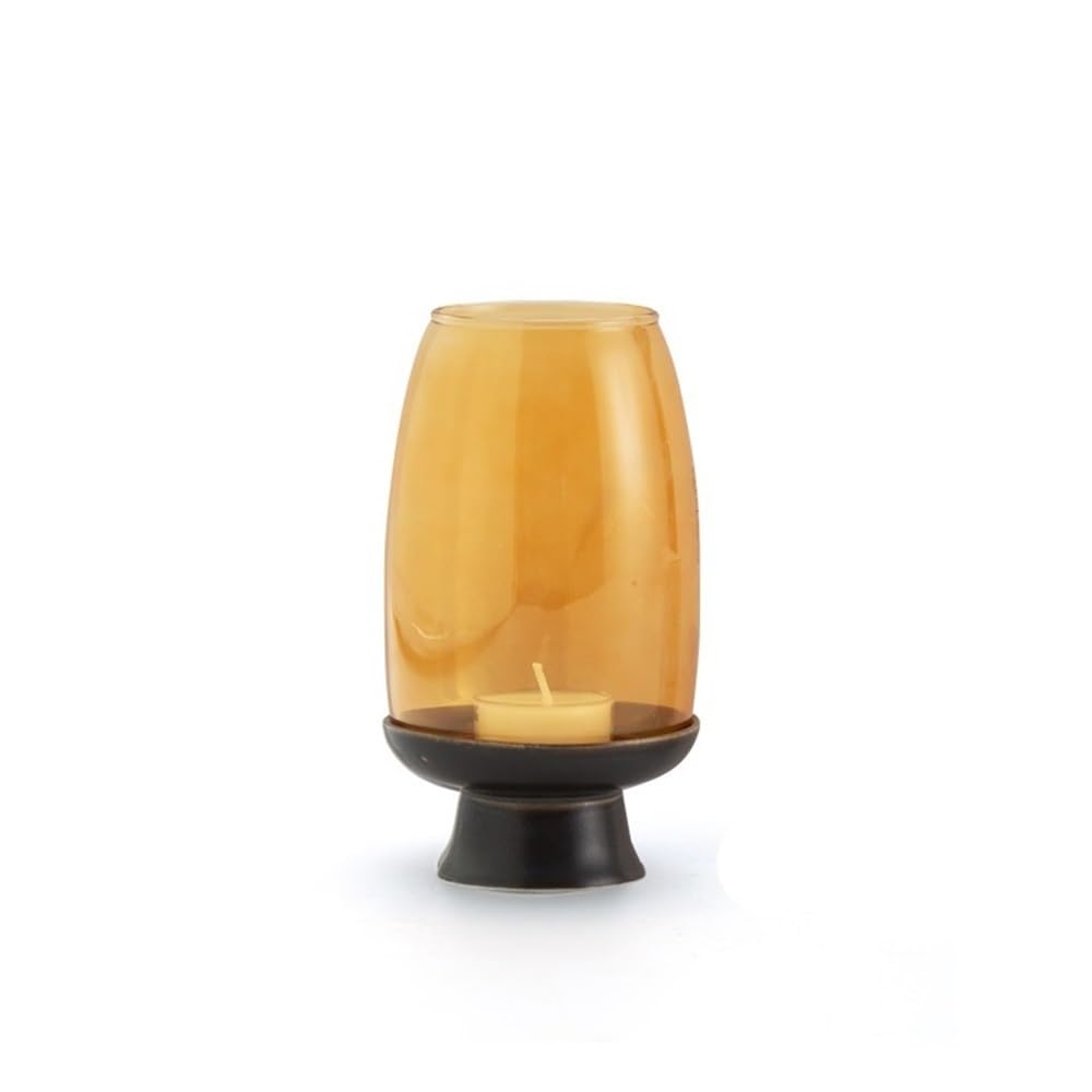Candlestick Holders Ceramic Candlestick with Glass Lampshade Household Aromatherapy Candle Holder Tea Room Decoration Candle Holders