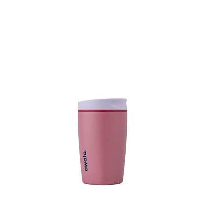 Owala SmoothSip Slider Insulated Stainless Steel Coffee Tumbler, Reusable Iced Coffee Cup, Hot Coffee Travel Mug, BPA Free 12 oz, Purple/Pink (Crochet Queen)