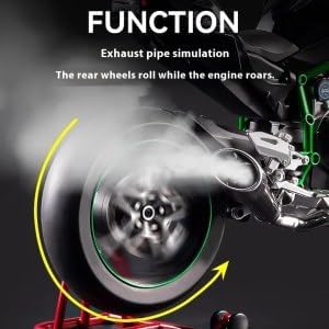 HTLNUZD 1/6 Scale H2R Alloy Diecast Motorcycle with Sound &amp Light Features High Gloss Spray Finish Rubber Tires Premium Collectible Gift (Gold H2R)