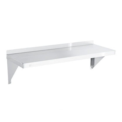 Restaurantware 12 x 36 Inch Heavy-Duty Stainless Steel Wall Shelf - 1 Shelf, Silver, Modern, Industrial, Floating Shelves