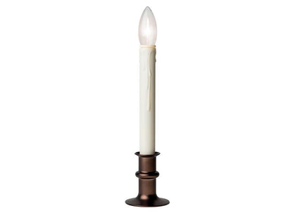 Battery Operated LED Window Candles with Streetside Brightness Dual LED Bulb with Daily Timer and Adjustable Height (Bronze)