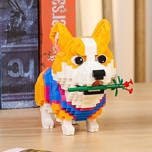 QLT QIAOLETONG Cute Animal Micro Mini Building Blocks Kit Corgi Dog Micro Bricks Building Toys for Adults Party Favors for Kids 12-14+ Years Old Birthday Carnival Prizes (997 PCS)