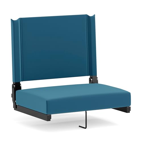Flash Furniture Grandstand Portable Stadium Seat for Bleachers or Benches, Folding Padded Stadium Chair with Carrying Handle, 500 lb. Weight Capacity, Teal