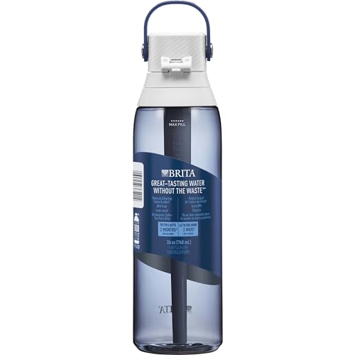 Brita Insulated Filtered Water Bottle with Straw, Reusable, Christmas Gift and Stocking Stuffer For Men and Women, BPA Free Plastic, Night Sky, 26 Ounce