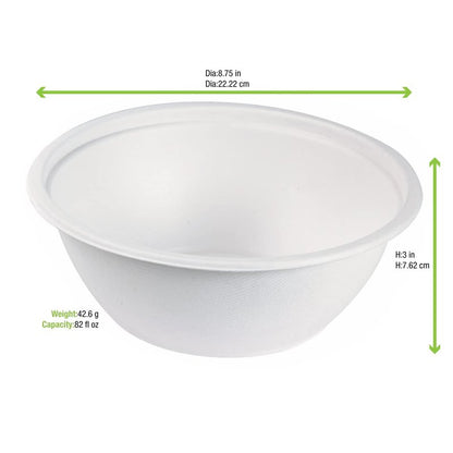 PacknWood 210APUB2400 - Sugarcane Serving Bowl - hot soup bowls dispos- paper bowl disposable - disposable bowl hot soup - disposable bowl - paper bowl- (80 oz, 9.4")- case of 100
