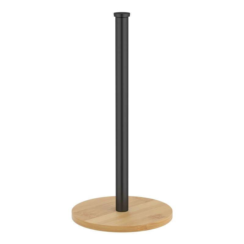CHIKESI Wooden Paper Towel Holder Countertop, Black,Non-Slip Base, Stainless Steel, FreeStanding, Easy Install, Durable, Ideal for Home,RV,Bathroom,Farmhouse Essentials Decor Accessories