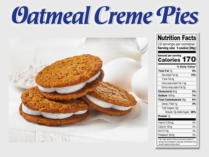 Little Debbie Oatmeal Crème Pies, 12 Individually Wrapped Sandwich Cookies, 16.2 OZ Box