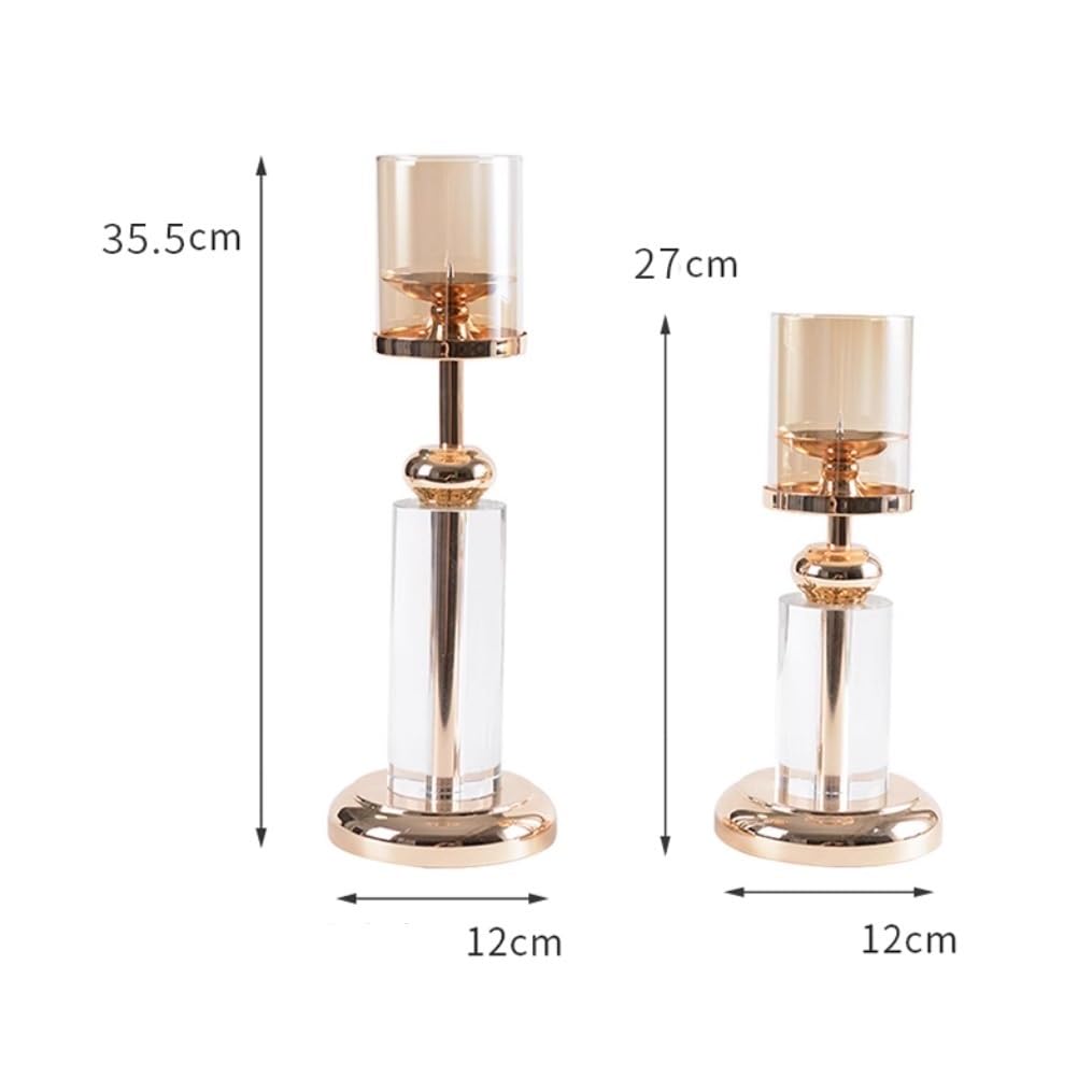 YUHUAWF Candle Holderss Light Luxury Crystal Glass Candlestick Living Room Porch Decoration Home Dining Table Candle Holder Decorative Candlestick(Large)