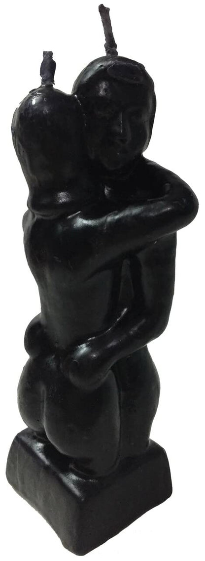 Adam & Eve - Love Ritual Candle: Couple Hugging Image - Fall in Love - 5 inches (Black)