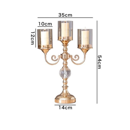 YUHUAWF Candle Holderss Simple Metal Glass Three-Head Candle Holder Living Room Dining Table Wedding Decoration Ornaments Decorative Candlestick(Large)
