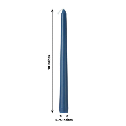 Tableclothsfactory 10" Tall Premium Quality Dripless Unscented Navy Blue Taper Candles Wedding Dinner Candles for Wedding Decoration Set of 12