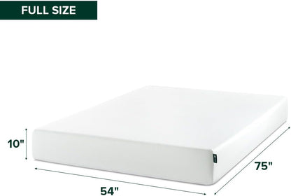 Zinus 10 Inch Full Green Tea Memory Foam Mattress - Medium Firm, Zoned Pressure Relief, Fiberglass Free