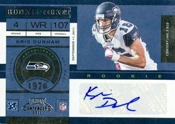 Sports Memorabilia Kris Durham Autographed Football Card (Seattle Seahawks) 2012 Panini Rookie Ticket No.149