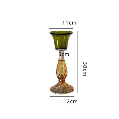 Candlestick Holders Second-Hand Transparent Single-Head Candlestick High-Grade Glass Green Decorative Aromatherapy Candle Holder Candle Holders