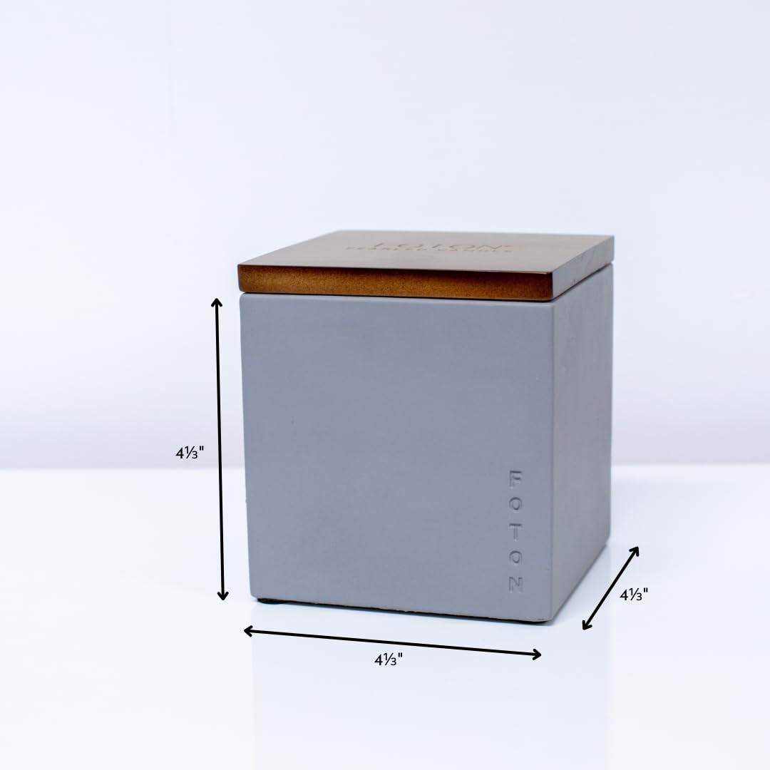 Foton Pearled Candle Le Cube Concrete Vase Set 16 Oz - Vanilla Vibe Scented - Refillable Jar Scented Candle Sand with 15 Wicks - Natural Non-Toxic Decorative Candles for Home