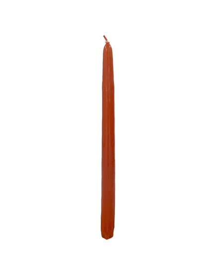 D'light Online Elegant 12" Unscented Cinnamon Burnt Orange Taper Candles Premium Quality Hand-Dipped Tapered Candles, Dripless and Smokeless - Set of 12 Individually Wrapped (12 Inch, Cinnamon)