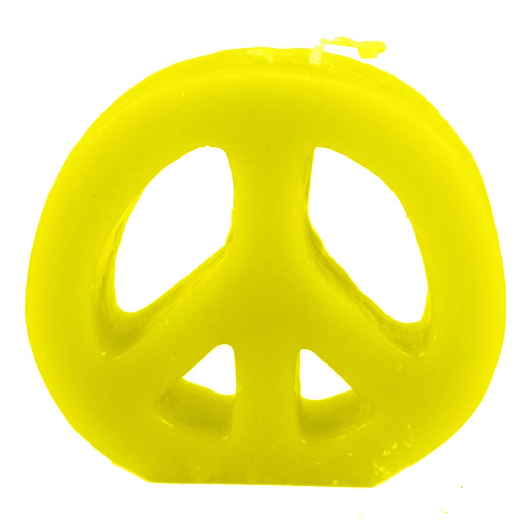 Candlestock Handmade Colorful Peace Sign Candle - Red - Yellow - Green - Blue - Lavender - Pink (Yellow)