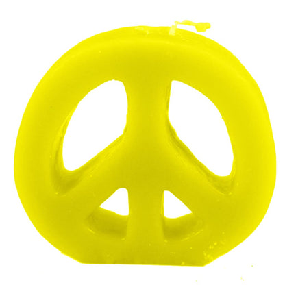 Candlestock Handmade Colorful Peace Sign Candle - Red - Yellow - Green - Blue - Lavender - Pink (Yellow)
