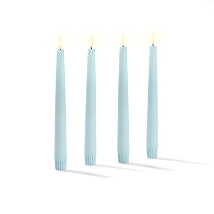LampLust Flameless Taper Candles with Remote, 9 Inch, 4 Pack Pastel Blue Candlesticks, LED Flickering Flameless Candles for Baby Shower Gender Reveal Decoration, Summer Home Decor, Table Centerpiece