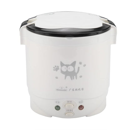 12V 100W 1L Electric Portable Rice Cooker for Car, Multifunctional Food Steamer, White, Non-Stick Coating