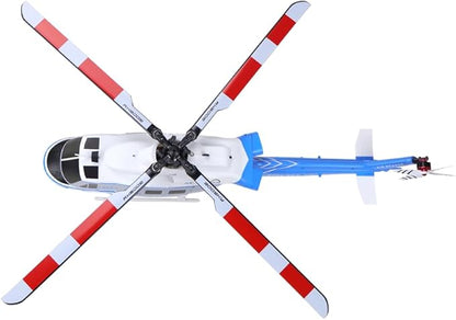 Helidirect Goosky E2 UH-1Y GPS 15+ Minutes Flight - Electric Brushless RC Helicopter 1:35 Scale with Carrying Case for Beginners &amp Adult (Blue/White BNF with Carrying Case)