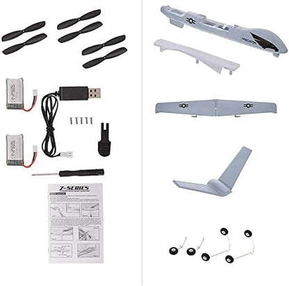 RC Plane Remote Control Airplane - 2.4Ghz 2 Channels DIY RC Predator Aircraft with 3-Axis Gyro for Beginner RC Plane with 2 Batteries Wingspan 660mm