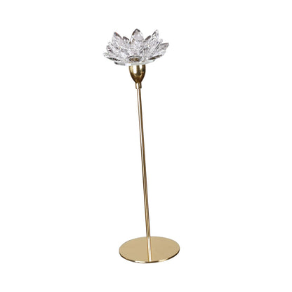 ABOOFAN Modern Metal Crystal Lotus Candle Holder Small Gold Decorative Candlestick for Wedding Tabletop and Dining Room Candlelight Dinner Decoration