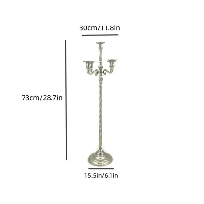 Metal Candelabra for Home Decor, 5-Candle Candle Holders, Gold Candlestick Holders, Tall Candelabras Use in Restaurant, Party and Wedding(Silver,Medium)