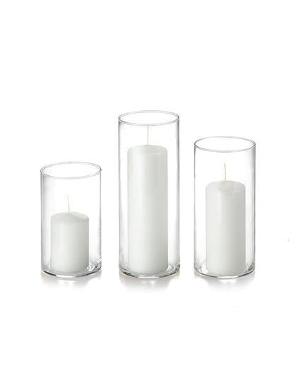 Yummi Set of 36 Slim Pillars and Cylinder Vases - White